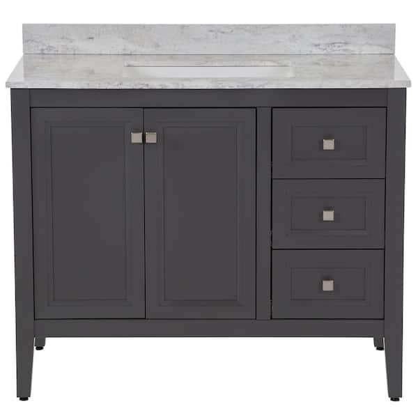 MOEN Darcy 43 in. W x 22 in. D x 39 in. H Single Sink  Bath Vanity in Shale Gray with Winter Mist Cultured Marble Top