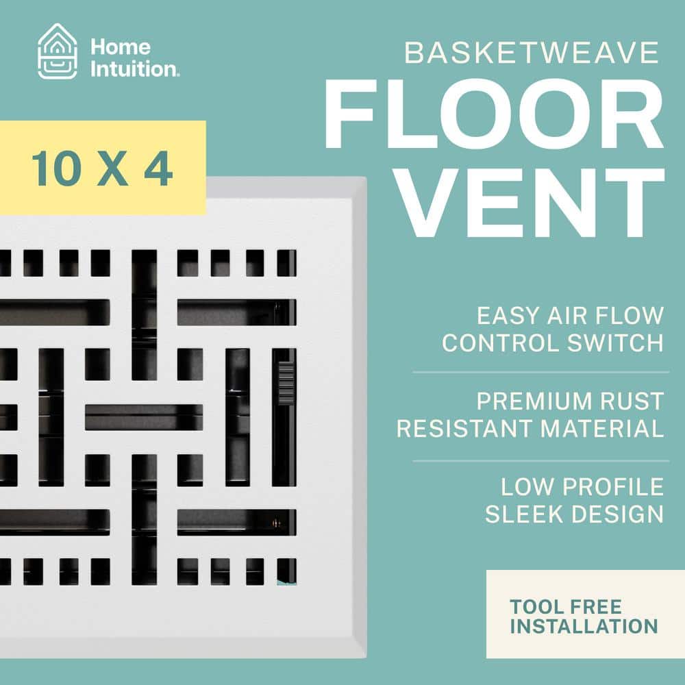 White Basketweave Decorative Floor Register Vent Cover with Mesh Net