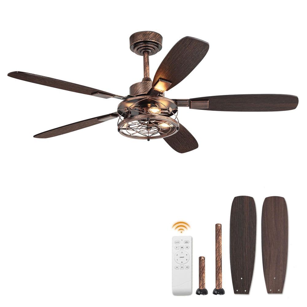 52 In Standard Indoor/Outdoor Black Downrod Ceiling Fan with LED Remote/APP Quiet Reversible DC Motor for Living Room price history on PriceWatchPro