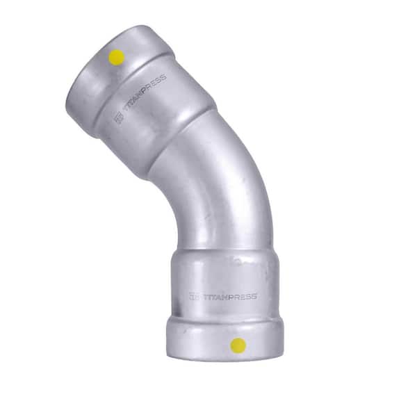 2 in. Carbon Steel Press 45° Elbow Fitting, HNBR Sealed, Yellow Dot - for Gas and Fuel Use
