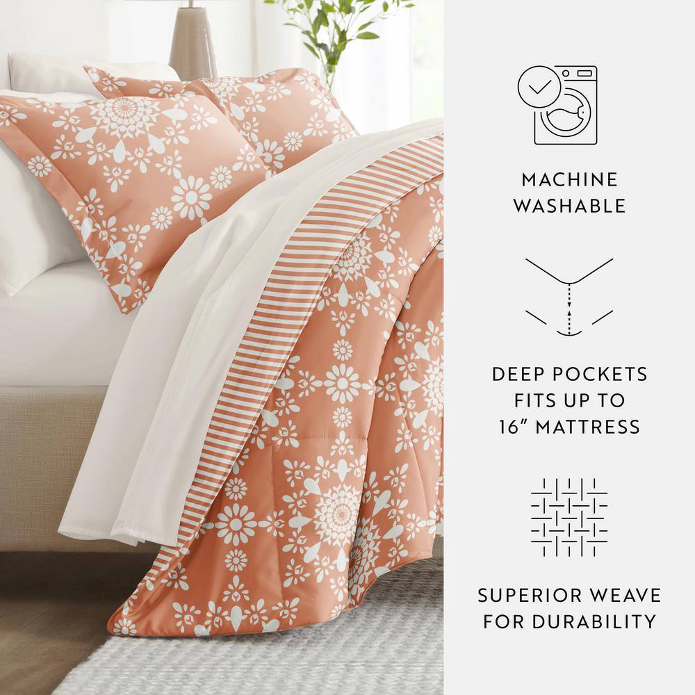 California King Daisy Medallion Clay Microfiber Bedding Set