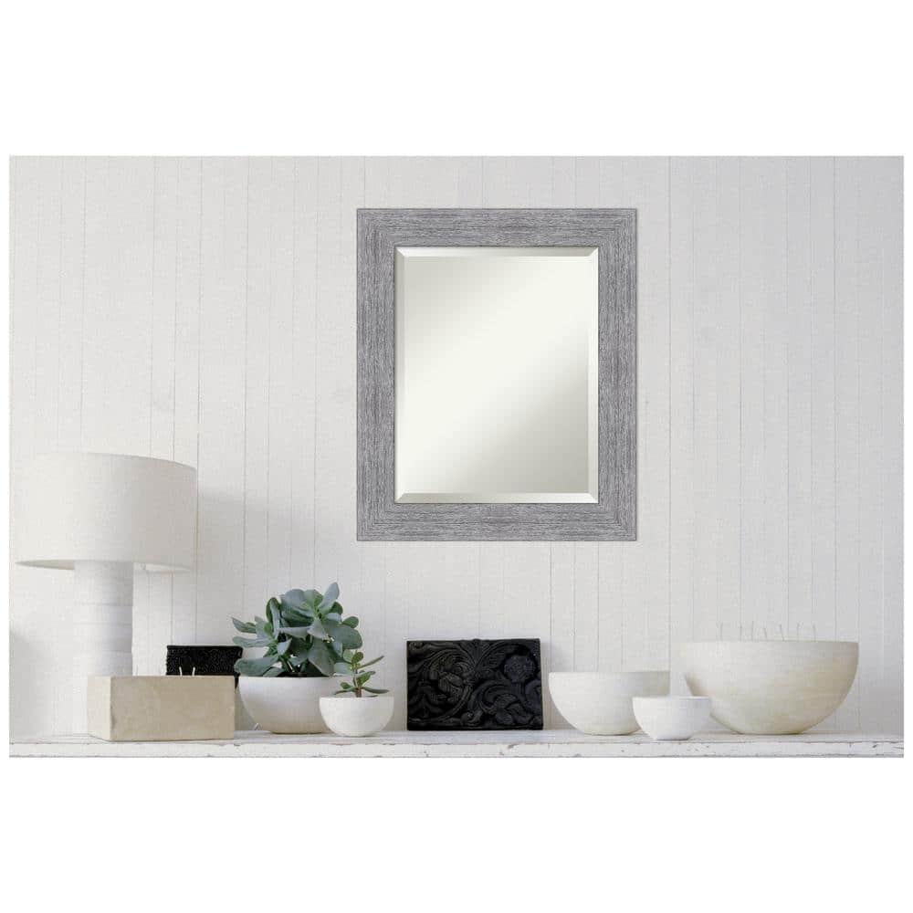 Bark Rustic Char Bronze-Toned Wood Framed Beveled Mirror 21x25 in