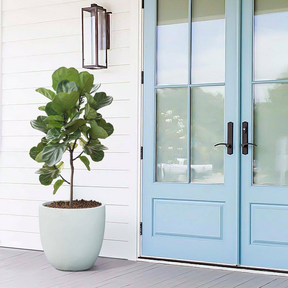 White Round Magnesium Oxide Outdoor Planter 17.2"