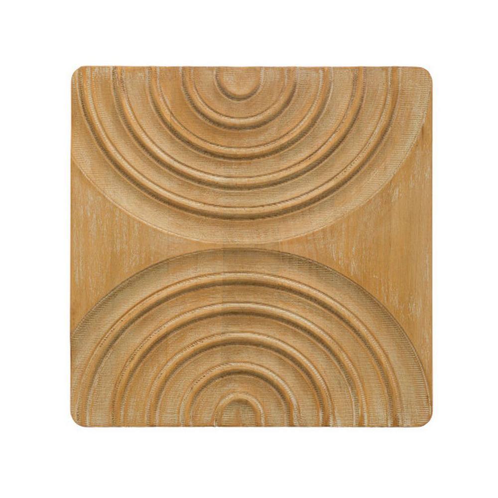 Natural Pine Boho Square Wall Art with Carved Arches