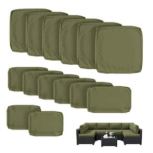 14-Pieces Patio Cushion Covers Replacement w/ Zipper for Sectional Sofa Set, Slipcovers for Outdoor Cushions Light Green