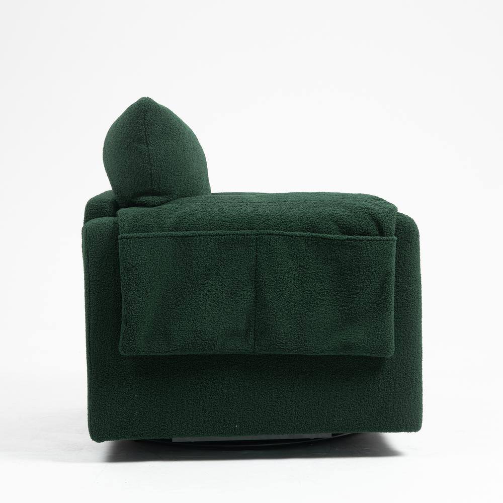 Dark Green Oversized Metal Swivel Barrel Accent Chair