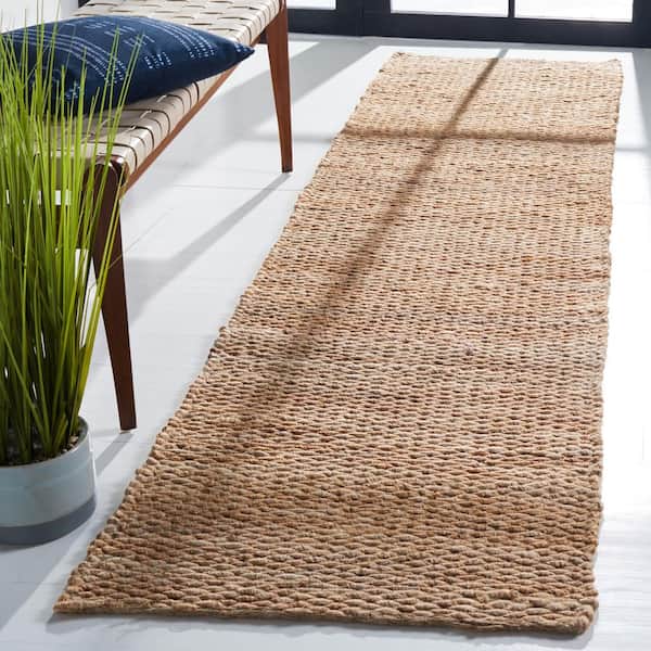 Natural Fiber 2 ft. x 9 ft. Natural Solid Color Runner Rug