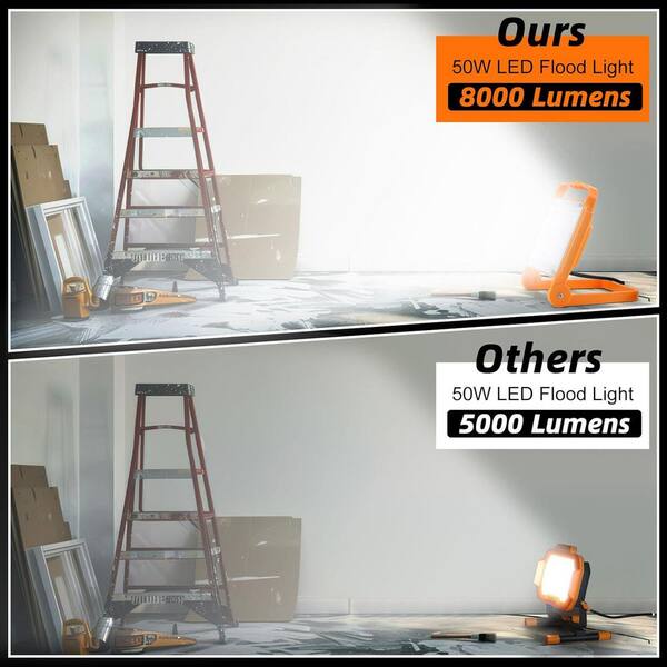 120V Volt 8000 Lumen LED Work Light Floodlight Corded IP65