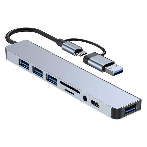 Lukyamzn USB C Hub 8 in 2 Multiport Adapter with USB 3.0, 3-USB 2.0, SD/TF Card Reader, Audio Port for MacBook Laptop