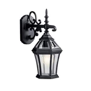 Townhouse 15.25 in. 1-Light Black Outdoor Hardwired Wall Lantern Sconce with No Bulbs Included (1-Pack)