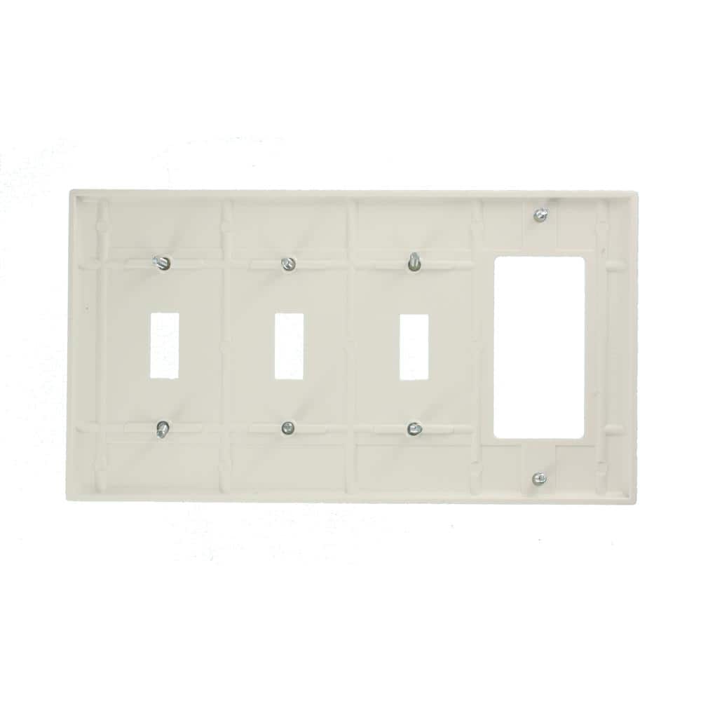 White Thermoset Plastic 4-Gang Toggle and Decora Wall Plate