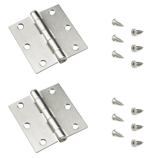 Onward 3 in. x 3 in. Brushed Nickel Full Mortise Butt Hinge with Removable Pin (2-Pack)