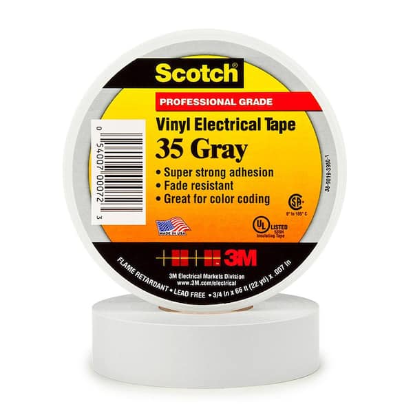 3M Scotch Vinyl Electrical Tape 3/4 " X 66 ' Gray or white 