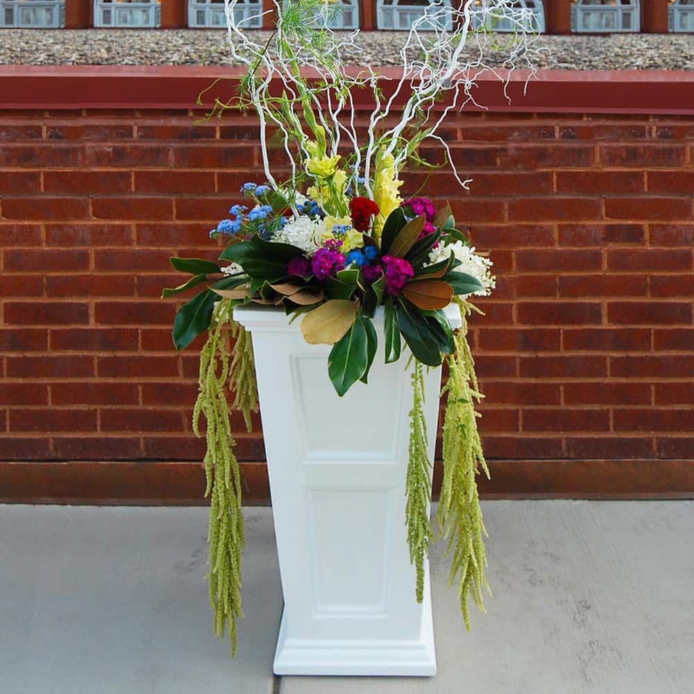 White Tall Polyethylene Outdoor Patio Planter