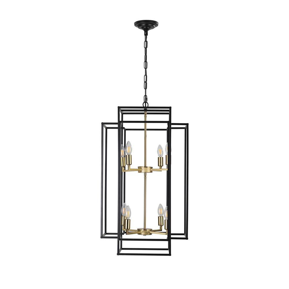 Light Pro 60 -Watt 8 Light Gold Industrial Farmhouse Hanging Pendant Light for Entryway, Foyer, No Bulbs Included price history on PriceWatchPro
