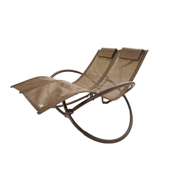 RST Brands Double Orbital Sling Patio Chaise Lounger in Brown