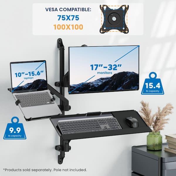 mount-it! Counterbalance Monitor Arm for Wall and Pole Mounting