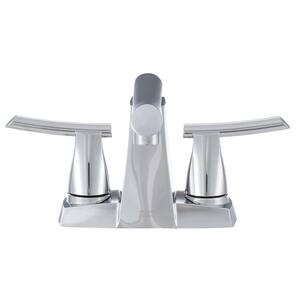 Green Tea 4 in. Centerset 2-Handle Low-Arc Bathroom Faucet in Chrome with Pull-Out Spout