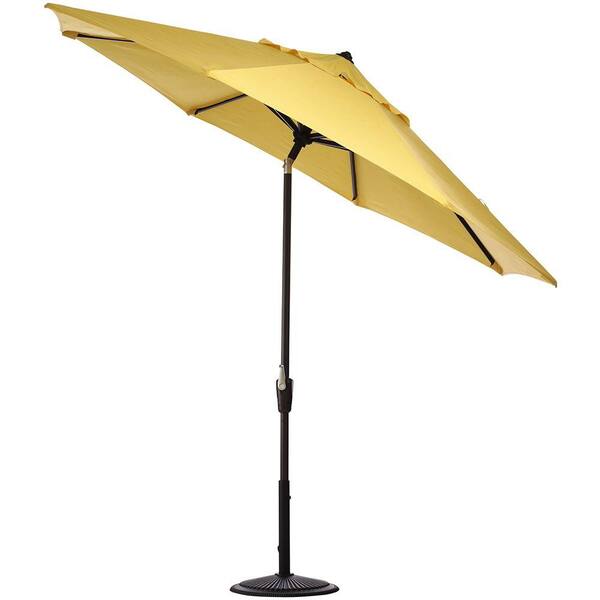 Home Decorators Collection 9 ft. Auto Tilt Patio Umbrella in Buttercup Sunbrella-DISCONTINUED