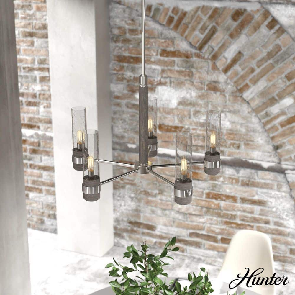 River Mill Brushed Nickel 5-Light Candle Chandelier