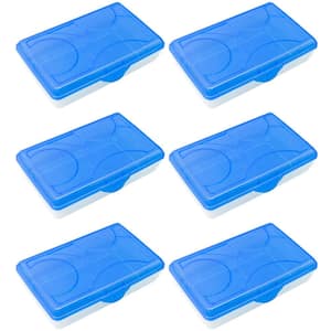 11.5 in. x 7.63 in. x 2.63 in. 0.3 Gal. Plastic Multi-Purpose Storage Boxes in Clear/Blue (6-Pack)