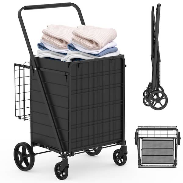 4-Wheel Metal Extra Large Shopping Cart on Wheels with Double Basket