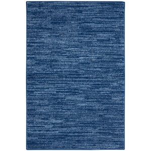 Essentials doormat 2 ft. x 4 ft. Navy Blue Solid Contemporary Indoor/Outdoor Patio Kitchen Area Rug