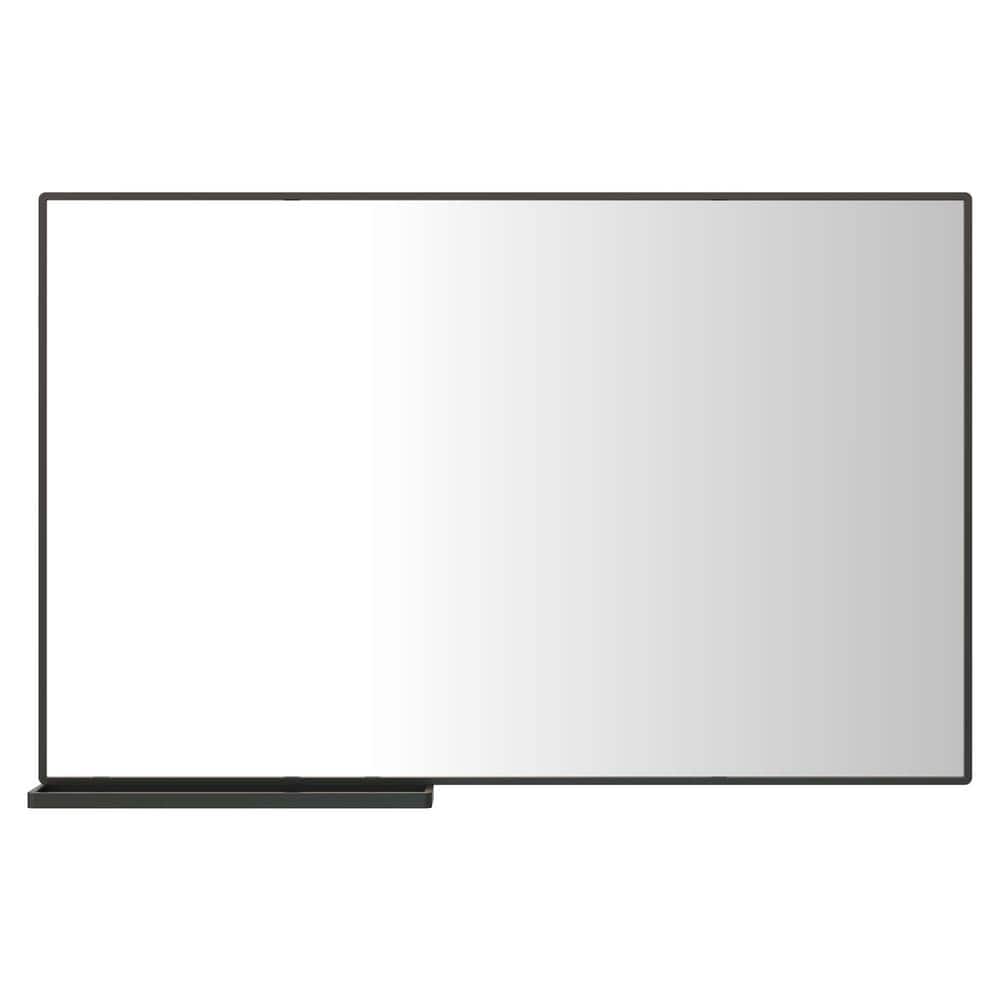 48 in. W x 30 in. H Rectangle Framed Black Mirror With Storage Rack Aluminu