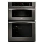 30 in. Combination Double Electric Smart Wall Oven w/Convection, EasyClean, Built-in Microwave in Black Stainless Steel