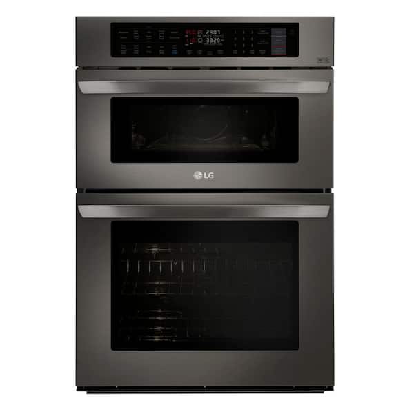 LG 30 in. Combination Double Electric Smart Wall Oven w/Convection, EasyClean, Built-in Microwave in Black Stainless Steel