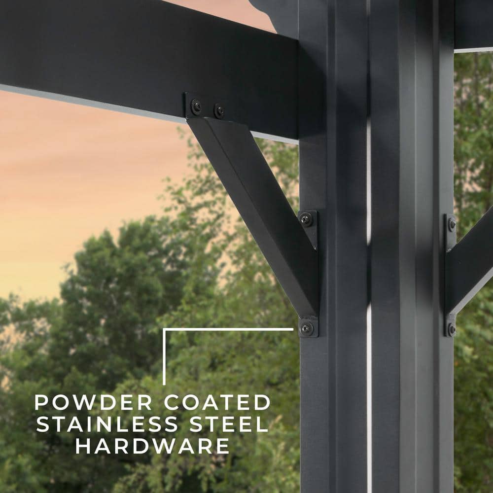 Stratford 14' x 10' Black Steel Pergola with Canopy