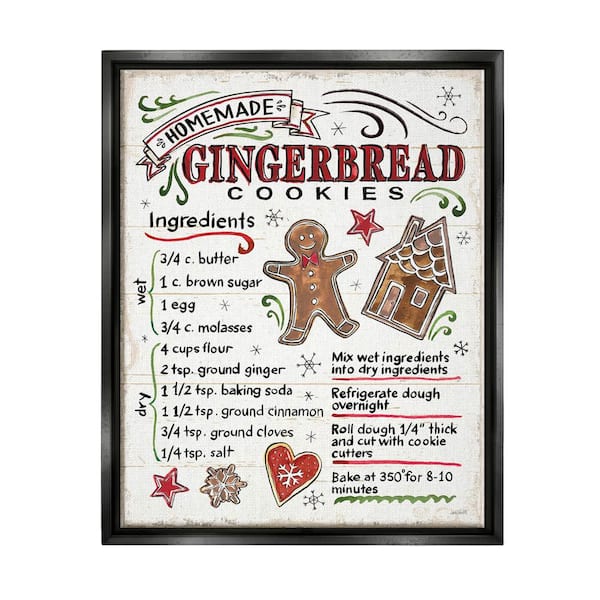 The Stupell Home Decor Collection Gingerbread Cookies Holiday Cooking Instructions by Anne Tavoletti Floater Frame Food Wall Art Print 25 in. x 31 in.