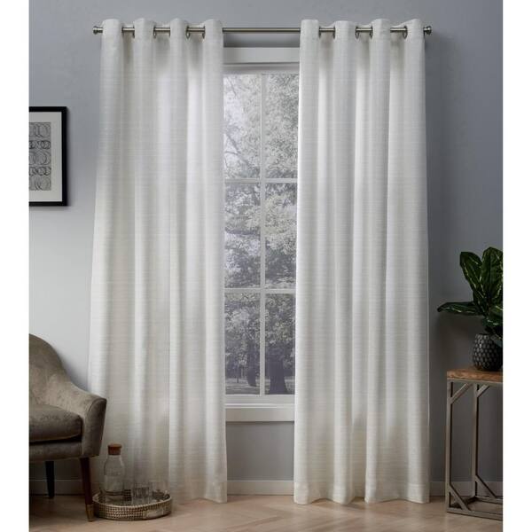 Unbranded Winter White, Gold Silk Grommet Room Darkening Curtain - 54 in. W x 84 in. L (Set of 2)