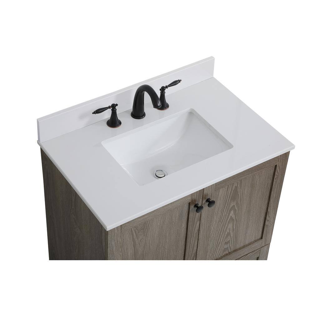 Weathered Oak 30" Single Bathroom Vanity with Porcelain Sink