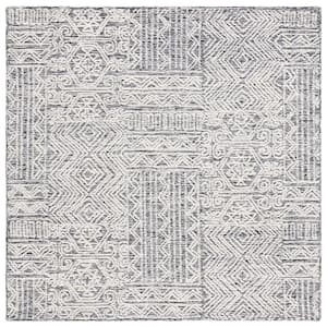 Abstract Black/Ivory 6 ft. x 6 ft. Geometric Square Area Rug