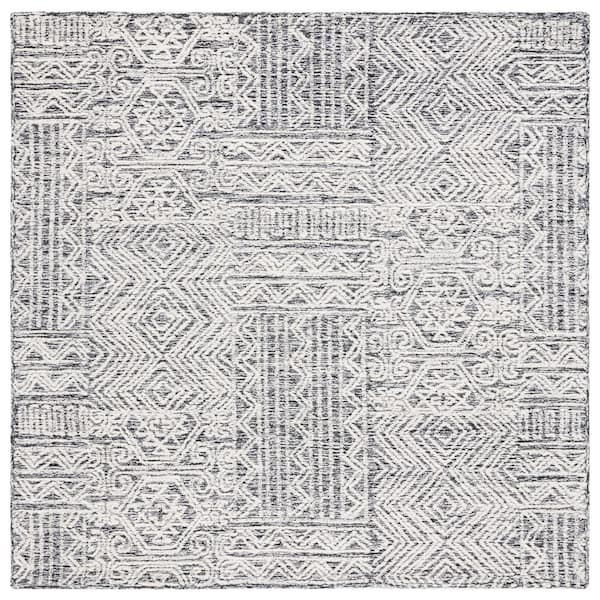 SAFAVIEH Abstract Black/Ivory 6 ft. x 6 ft. Geometric Square Area Rug