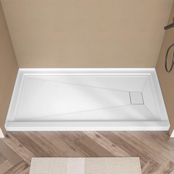 Getpro 72 in. x 36 in. Single Threshold Alcove Shower Pan Base with Right Drain Rectangle Bathroom Acrylic Shower Tray in White