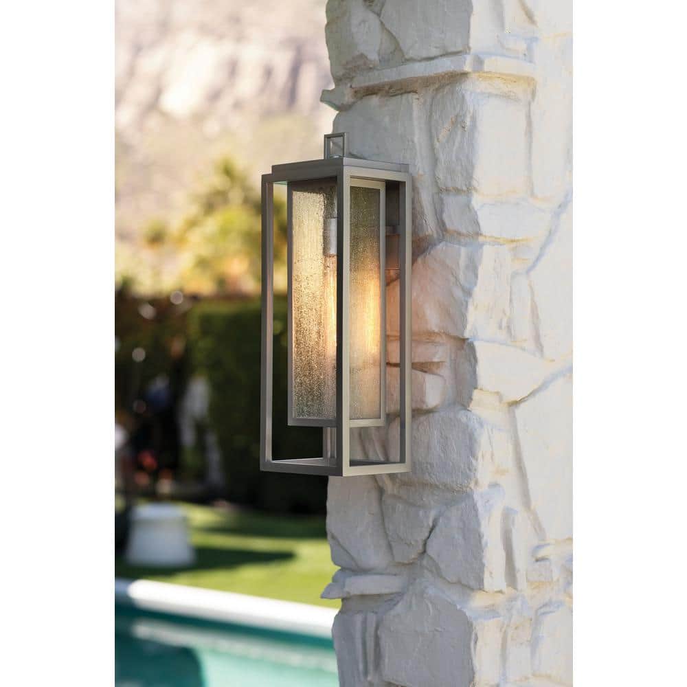 Republic 1-Light Satin Nickel Hardwired Outdoor Wall Lantern Sconce price history on PriceWatchPro