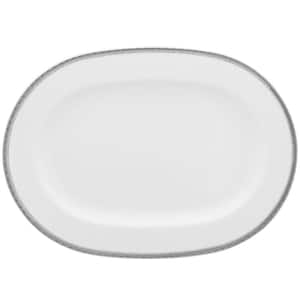 Whiteridge Platinum 14 in. (White) Porcelain Oval Platter
