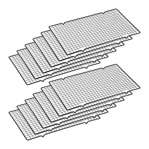 12 Piece Black Nonstick Carbon Steel Wire Cooling Rack Set Oven Safe Spaced Grid Pattern Dishwasher Safe