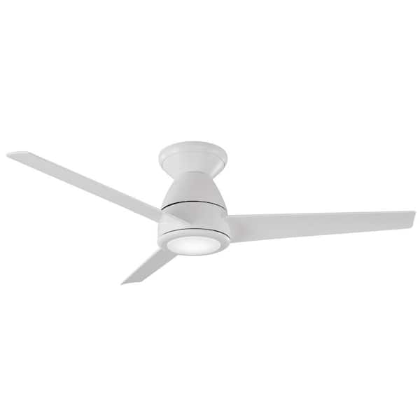 Tip Top 44 in. Smart Indoor/Outdoor 3-Blade Flush Mount Ceiling Fan Matte White with 3000K LED and Remote Control