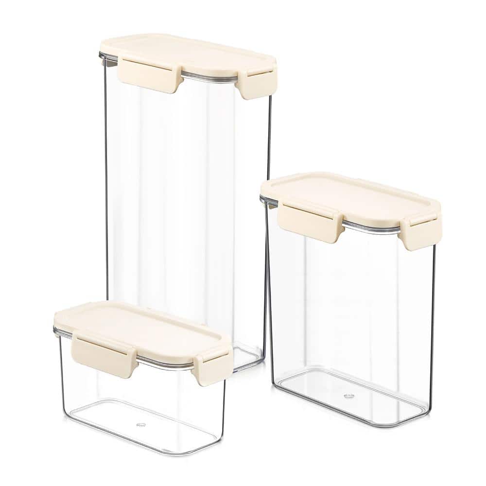 Stackable Plastic Food Storage Container with Lids (3 Pack), Clear Airtight Pantry Canister for Kitchen Organization price history on PriceWatchPro