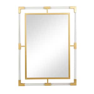 38 in. x 28 in. Double Framed Rectangle Framed Gold Wall Mirror with Acrylic Frame