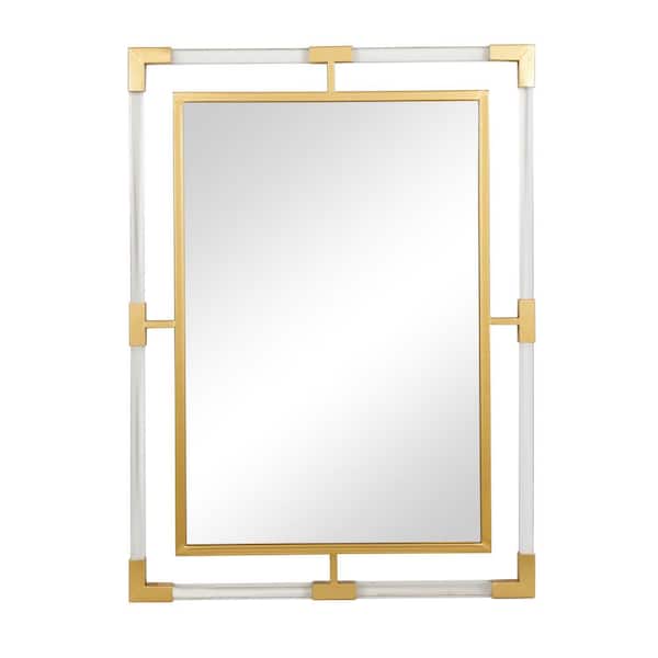 Litton Lane 38 in. x 28 in. Double Framed Rectangle Framed Gold Wall Mirror with Acrylic Frame