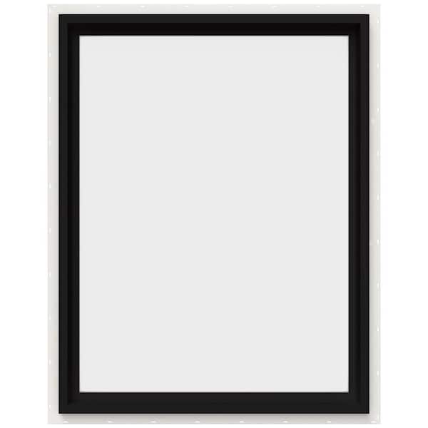 30 in. x 36 in. V-4500 Series Black Exterior/White Interior FiniShield Vinyl Picture Window w/ Low-E 366 Glass