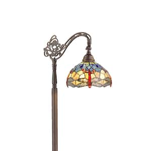 62 in. Dragonfly 1 Light Reading Multicolored Floor Lamp