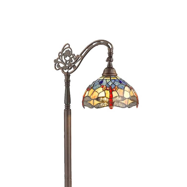 Warehouse of Tiffany 62 in. Dragonfly 1 Light Reading Multicolored Floor Lamp