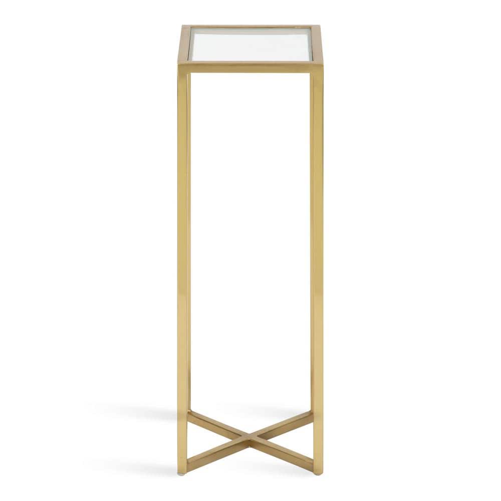 Jaspur Gold and Clear Square Metal and Glass Accent Table