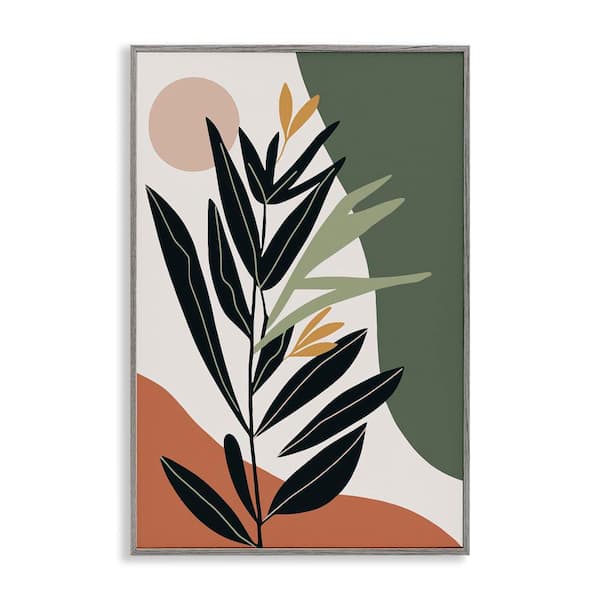 Stupell Industries Earthy Tropical Foliage by LSR Design Studio Gray Framed Nature Giclee Art Print 24 in. x 16 in.