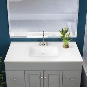 Camilla II 49 in. W x 22 in. D Cultured Marble White Round Single Sink 4 in Centerset Vanity Top in Solid White